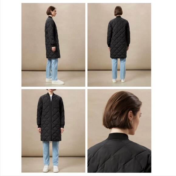 Frank and Oak Quilted Maxi Bomber in Black <size L > - Picture 4 of 7